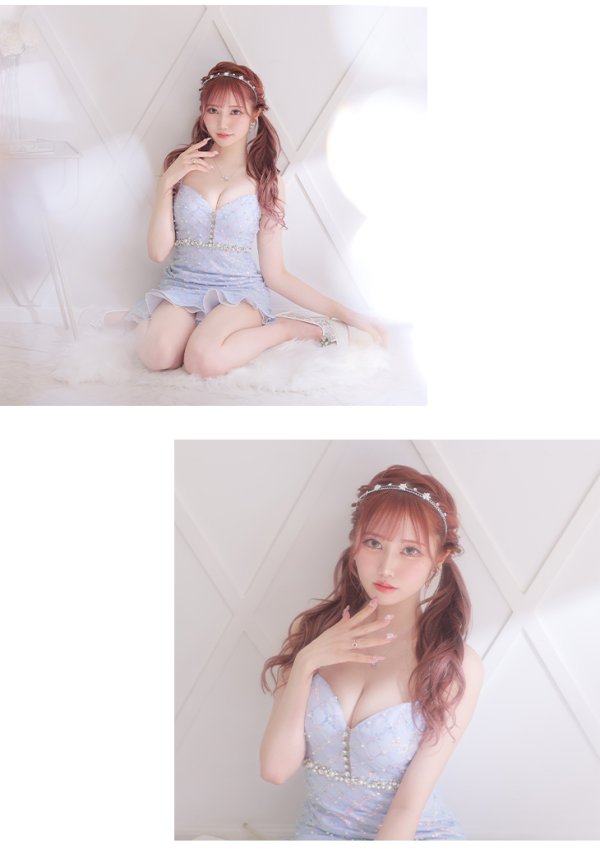 画像11: XSサイズあり【ROBE de FLEURS/ローブドフルール】スパンコール付きチュール/ アシンメトリー/ キャミソール/ フリル/ ミニドレス/ キャバドレス[OF08]