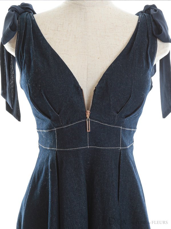 画像30: Lサイズあり【DEA./ディア】ショルダーリボン/ チュール/ フレア/ Aライン/ ストレッチ/ ミディアム丈/ ワンピース/ キャバドレス【OF08】