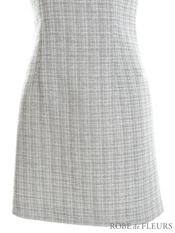 画像15: XSサイズあり【ROBE de FLEURS/ローブドフルール】ラメツイード/ リボン/ 襟付き/ フリル/ ワンピース/ ミニドレス/ キャバドレス[OF08]