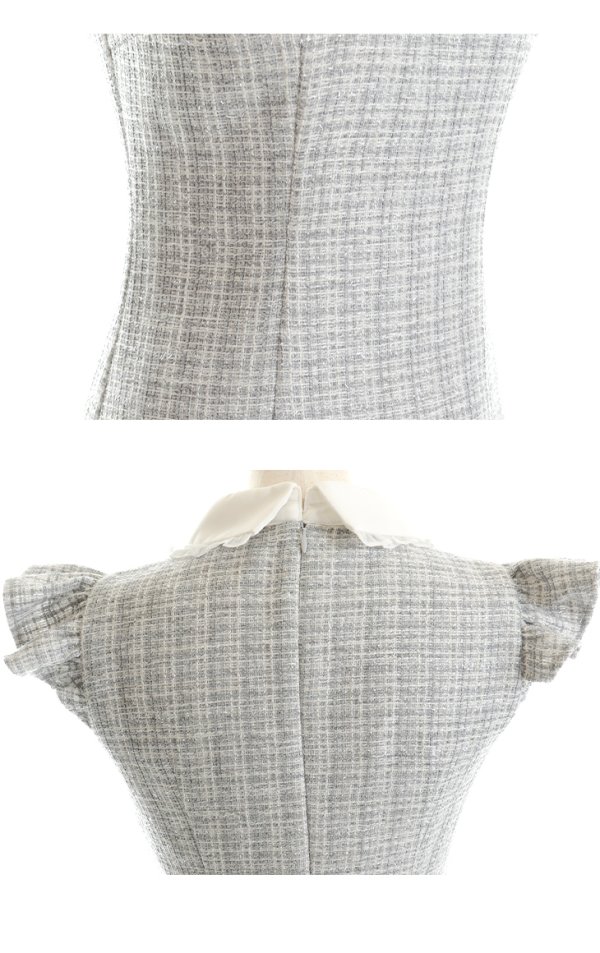 画像17: XSサイズあり【ROBE de FLEURS/ローブドフルール】ラメツイード/ リボン/ 襟付き/ フリル/ ワンピース/ ミニドレス/ キャバドレス[OF08]