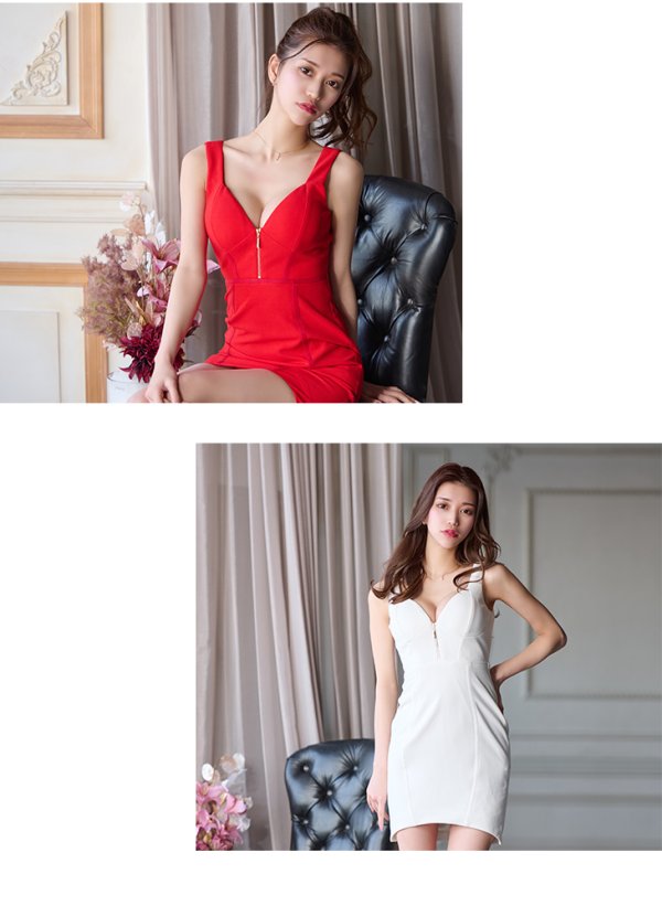 画像27: XSサイズあり【Glossy/グロッシー】バストジッパー/ ワンカラー/ ノースリーブ/ シンプル/ タイト/ ミニドレス/ キャバドレス【HC02】