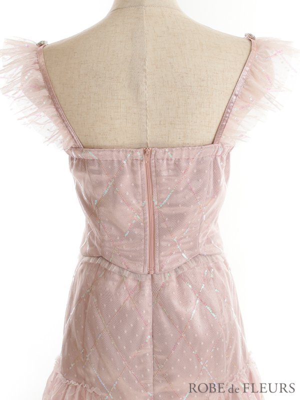 画像12: XSサイズあり【ROBE de FLEURS/ローブドフルール】スパンコール/ ドットチュール/ セットアップ/ノースリーブ/ フリル/ ミニドレス/ キャバドレス[OF08]