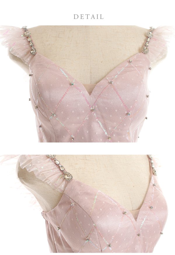 画像15: XSサイズあり【ROBE de FLEURS/ローブドフルール】スパンコール/ ドットチュール/ セットアップ/ノースリーブ/ フリル/ ミニドレス/ キャバドレス[OF08]