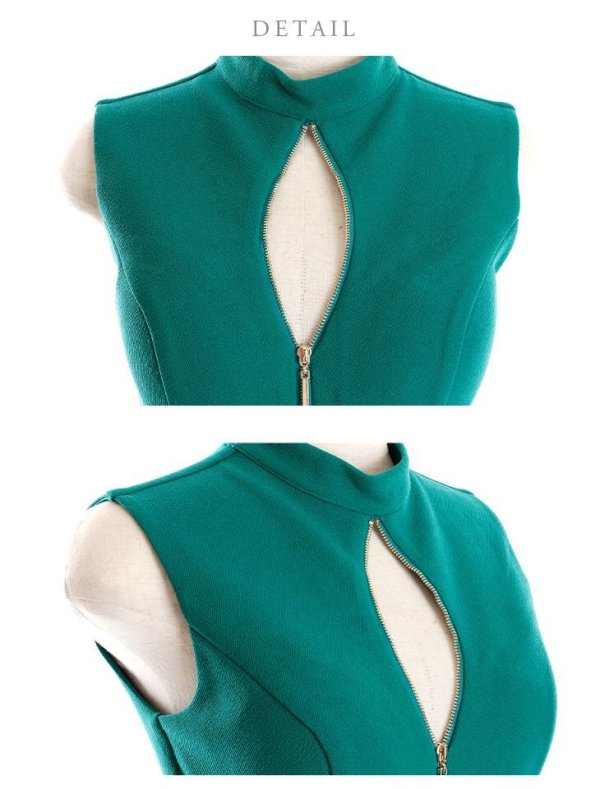 画像22: 即日発送【DEA/ディア】ベルト/ ジップ/ ノースリーブ/ タイト/ 膝丈/ ミディアムドレス/ キャバドレス【OF08】