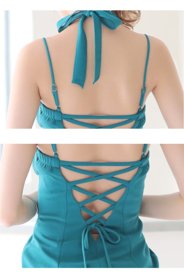 画像22: XSサイズあり【Glossy/グロッシー】ホルターネック/ アメスリ/ ジップ/ チュール/ バックリボン/ ワンカラー/ タイト/ ミニドレス/ キャバドレス【HC02】