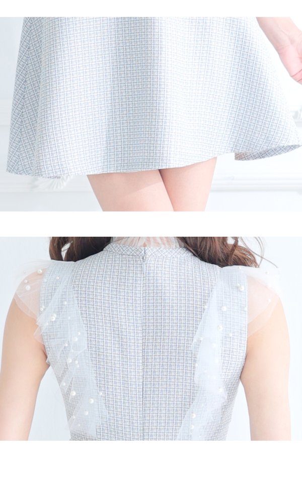 画像14: XS〜Lサイズあり【ROBE de FLEURS/ローブドフルール】レース/ ビジュー/ サマーツイード/ Aライン/ フレア/ ノースリーブ/ ミニドレス/ キャバドレス[OF08]