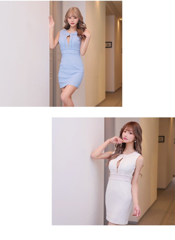 画像2: XSサイズあり【ROBE de FLEURS Glossy/ローブ・ド・フルール グロッシー】ジッパー/ シンプル/ ストレッチ/ ワンカラー/ ノースリーブ/ タイト/ ミニドレス/ キャバドレス[OF2]