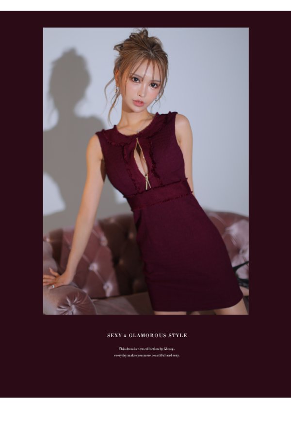 画像2: XSサイズあり【ROBE de FLEURS Glossy/ローブ・ド・フルール グロッシー】ジッパー/ シンプル/ ストレッチ/ ワンカラー/ ノースリーブ/ タイト/ ミニドレス/ キャバドレス[OF2]