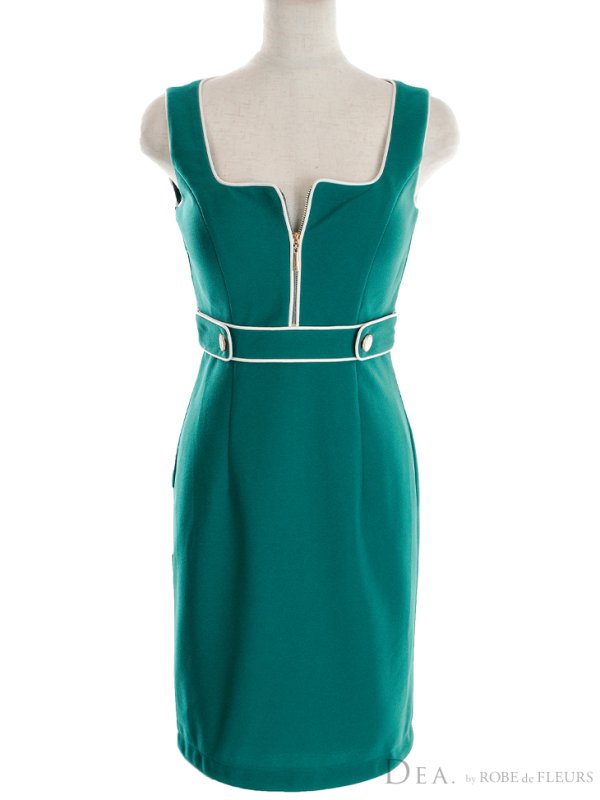 画像11: XS-Lサイズあり【DEA./ディア】 ジップ/ シンプル/ ワンカラー/ノースリーブ/ タイト/ ミディアムドレス/ キャバドレス【OF08】