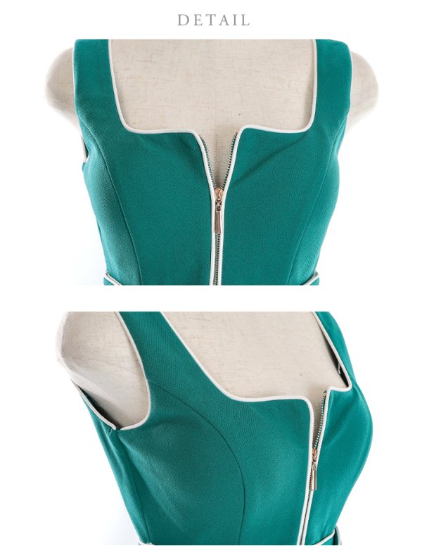 画像12: XS-Lサイズあり【DEA./ディア】 ジップ/ シンプル/ ワンカラー/ノースリーブ/ タイト/ ミディアムドレス/ キャバドレス【OF08】