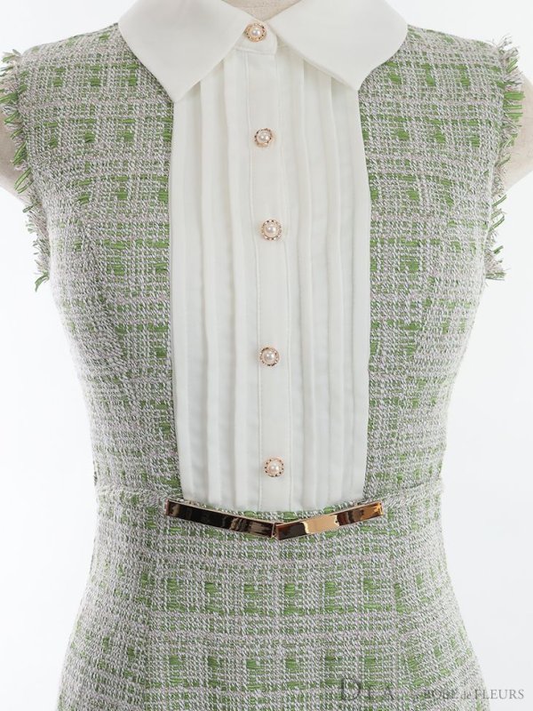 画像12: Lサイズあり【DEA./ディア】襟付き / ツイード/ ノースリーブ/ タイト/ ミニドレス/ キャバドレス【OF08】