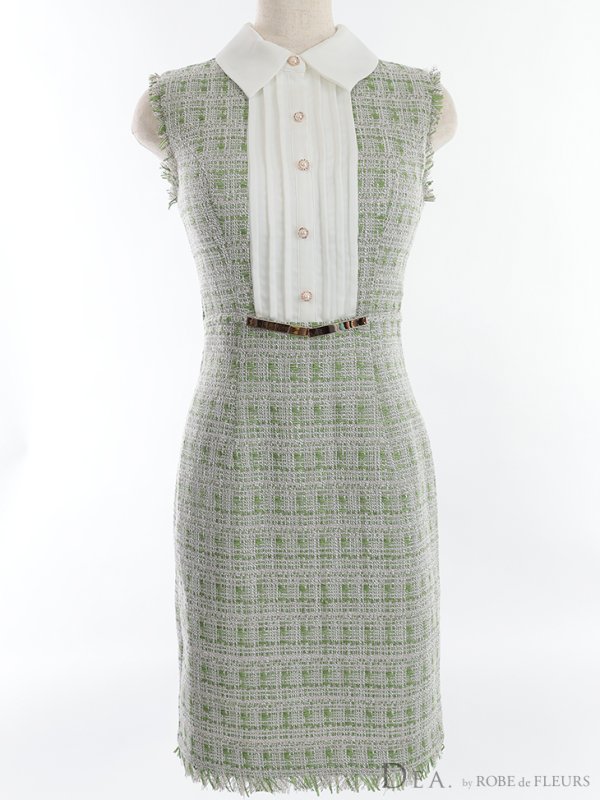 画像11: Lサイズあり【DEA./ディア】襟付き / ツイード/ ノースリーブ/ タイト/ ミニドレス/ キャバドレス【OF08】