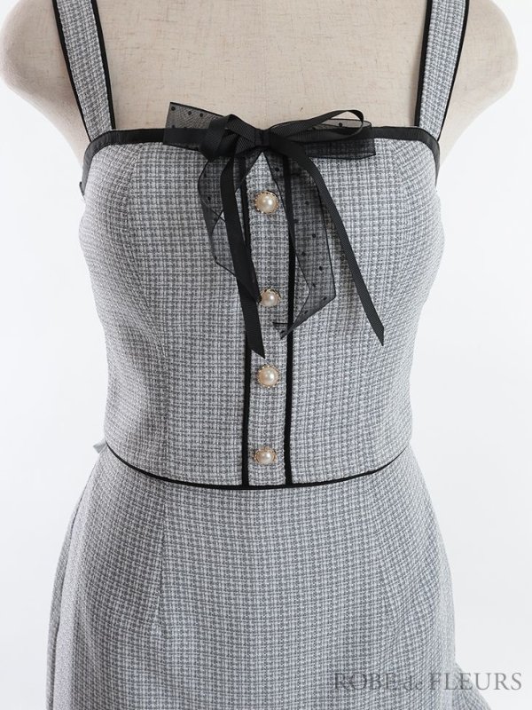 画像21: XS〜Lサイズあり【ROBE de FLEURS/ローブドフルール】 チュールリボン/ ツイード / ノースリーブ/ セットアップ/ ミニドレス/ キャバドレス[OF08]