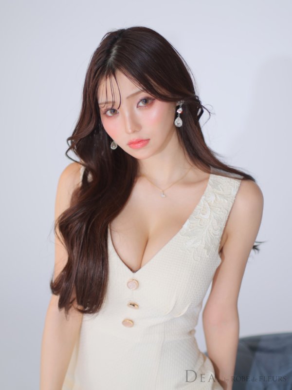 画像2: XS-Lサイズあり【DEA. by ROBE de FLEURS/ディアバイローブドフルール】マーメイド/ 裾レース/ ノースリーブ/ ワンカラー/ 膝丈/ ミディアムドレス/ キャバドレス[OF2]