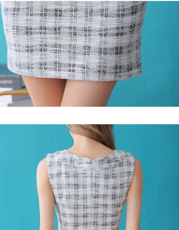 画像14: XS-Lサイズあり【Glossy/グロッシー】ツイード/ ジッパー/ シンプル/ ノースリーブ/ タイト/ ミニドレス/ キャバドレス【HC02】