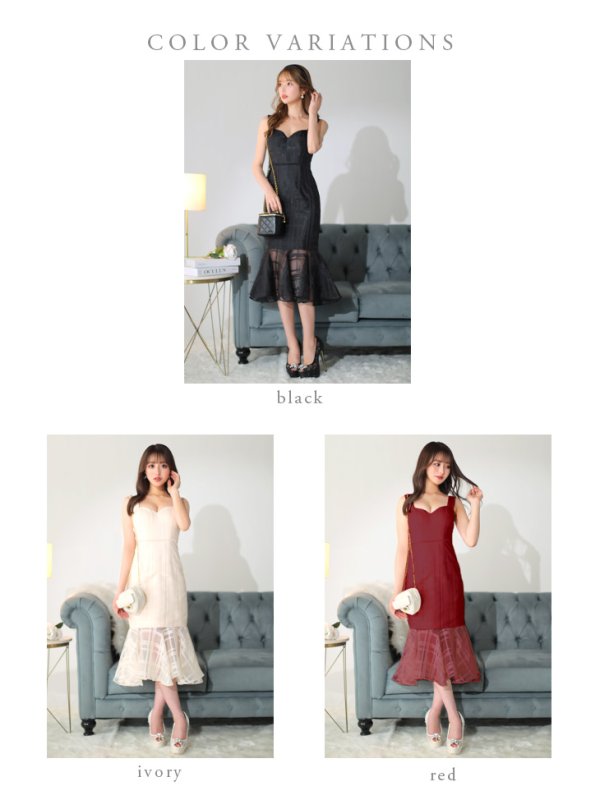 画像15: Lサイズあり【DEA./ディア】マーメイド/ サテン/ ノースリーブ/ チェック柄/ ワンピース/ ミモレ丈/ マキシ丈/ ミディアムドレス/ キャバドレス【OF08】