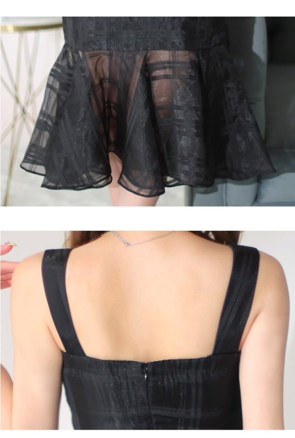 画像14: Lサイズあり【DEA./ディア】マーメイド/ サテン/ ノースリーブ/ チェック柄/ ワンピース/ ミモレ丈/ マキシ丈/ ミディアムドレス/ キャバドレス【OF08】