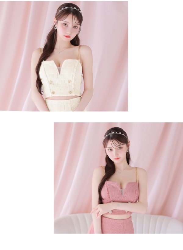 画像6: XSサイズあり【DEA./ディア】ダブルボタン/ ツイード/ フリンジ/ マーメイド/ セットアップ/ ミディアムドレス/ キャバドレス【OF08】