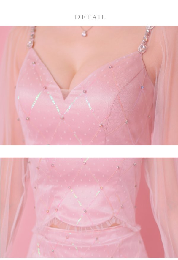 画像13: XSサイズあり【ROBE de FLEURS/ローブドフルール】スパンコール/ ドットチュール/ 袖あり/ 長袖/ セットアップ/ ビジュー/ フレア/ ミニドレス/ キャバドレス[OF08]