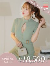 【決算SALE開催中！! 】Lサイズあり【DEA./ディア】ベルト/ ジッパー/ 袖付き/ 半袖/ シンプル/ レディ/ ワンピース/ ミモレ丈/ マキシ丈/ ミディアムドレス/ キャバドレス【OF08】