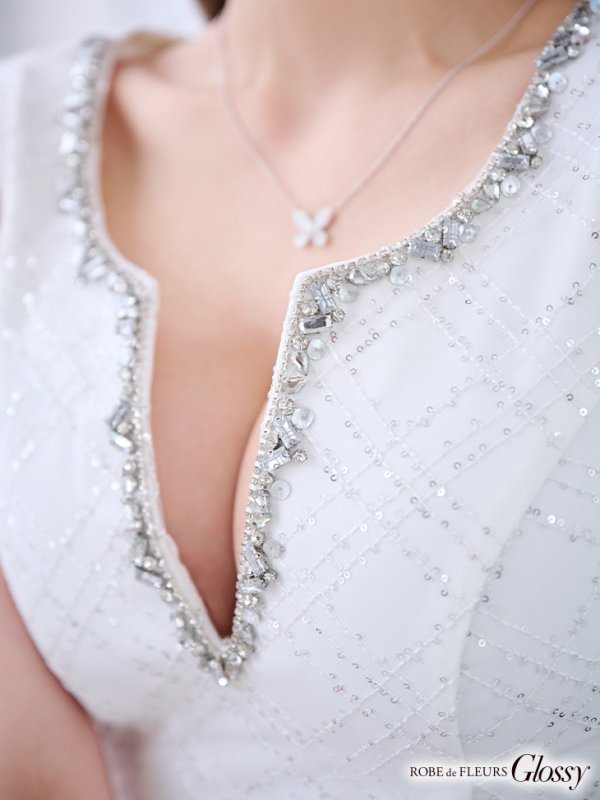 画像14: XSサイズあり【Glossy/グロッシー】ダイヤ柄/ スパンコール/ ビジュー/ スリットネック/ キーネック/ タイト/ ミニドレス/ キャバドレス【HC02】