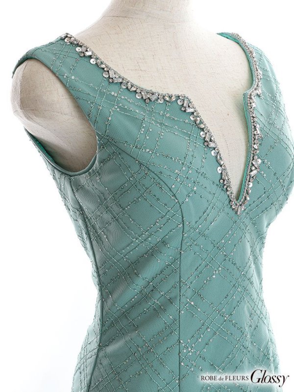 画像16: XSサイズあり【Glossy/グロッシー】ダイヤ柄/ スパンコール/ ビジュー/ スリットネック/ キーネック/ タイト/ ミニドレス/ キャバドレス【HC02】