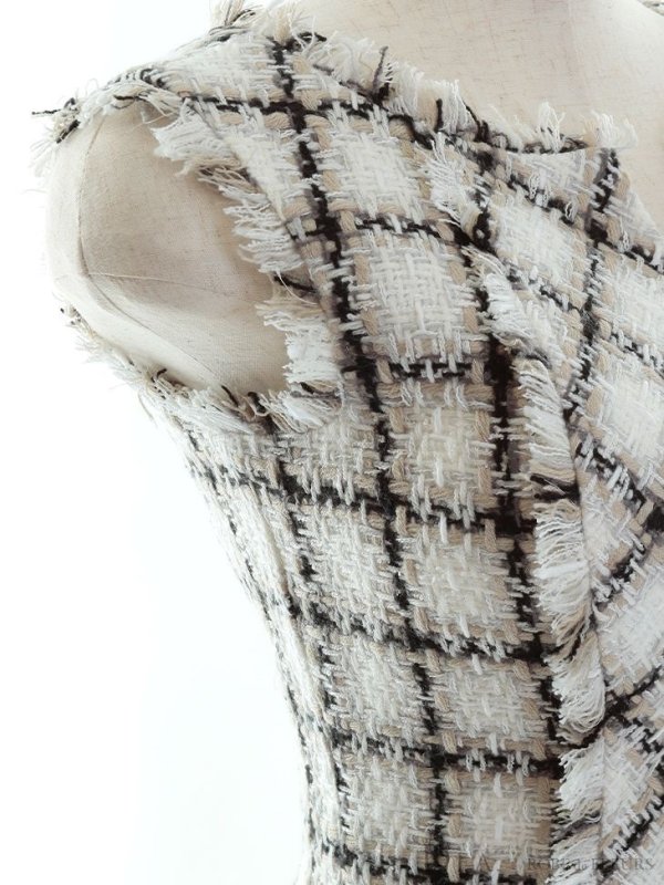 画像9: Lサイズあり【DEA./ディア】ツイード/ シンプル/ ノースリーブ/ タイト/ ミニドレス/ キャバドレス【OF08】