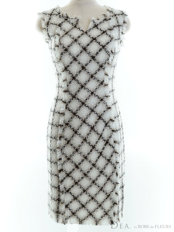 画像8: Lサイズあり【DEA./ディア】ツイード/ シンプル/ ノースリーブ/ タイト/ ミニドレス/ キャバドレス【OF08】