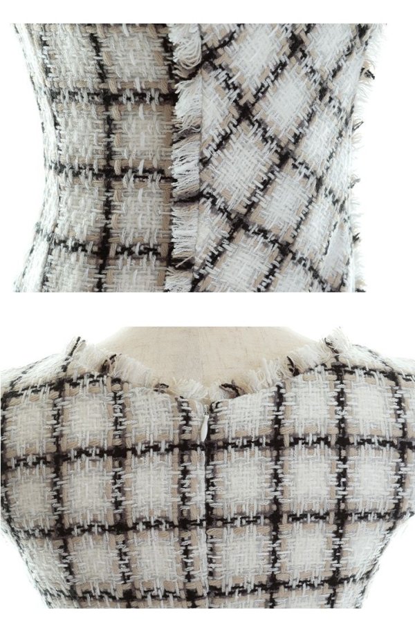 画像14: Lサイズあり【DEA./ディア】ツイード/ シンプル/ ノースリーブ/ タイト/ ミニドレス/ キャバドレス【OF08】