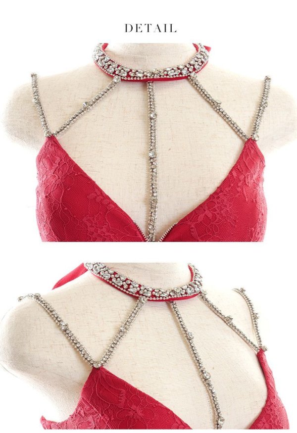 画像17: XSサイズあり【Glossy/グロッシー】デコルテビジュー/ フロントジップ/ リボンネック/ ストレッチ/ タイト/ ミニドレス/ キャバドレス【HC02】