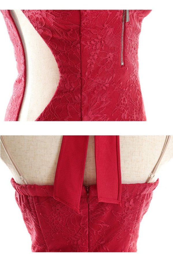 画像18: XSサイズあり【Glossy/グロッシー】デコルテビジュー/ フロントジップ/ リボンネック/ ストレッチ/ タイト/ ミニドレス/ キャバドレス【HC02】