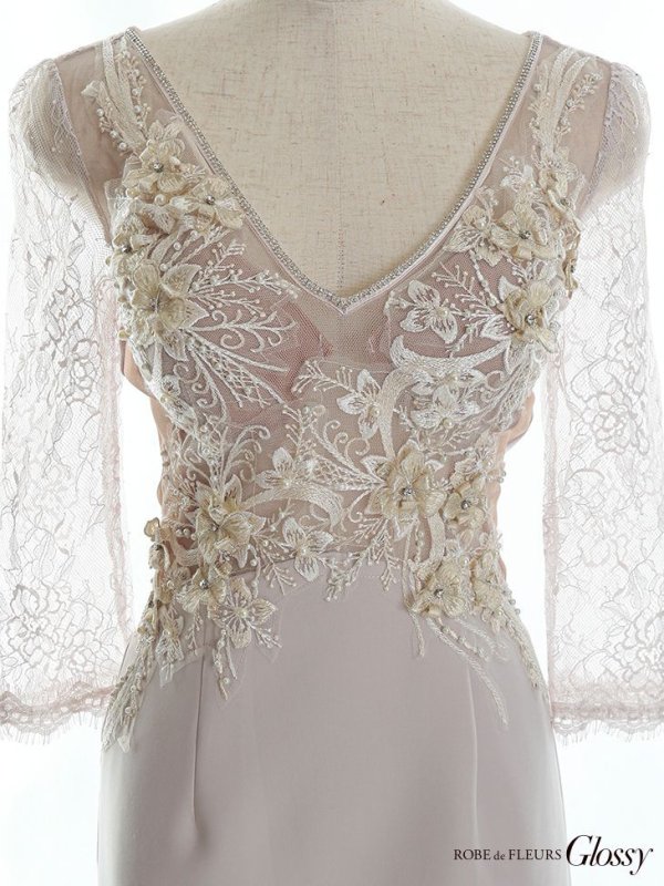 画像9: XSサイズあり【Glossy/グロッシー】立体フラワー/ レース/ 七分袖/ 長袖/ 袖あり/ ストレッチ/ タイト/ ミニドレス/ キャバドレス【HC02】