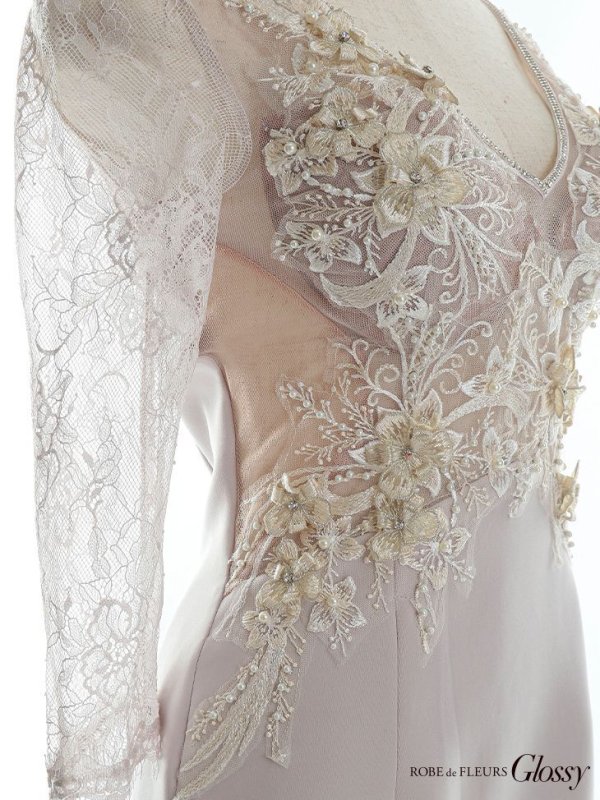 画像10: XSサイズあり【Glossy/グロッシー】立体フラワー/ レース/ 七分袖/ 長袖/ 袖あり/ ストレッチ/ タイト/ ミニドレス/ キャバドレス【HC02】