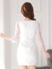 画像8: XS-Lサイズあり【ROBE de FLEURS Glossy/ローブ・ド・フルール グロッシー】バストビジュー/ レーススリーブ/ 袖あり/ ワンカラー/ 総レース/ タイト/ ミニドレス/ キャバドレス[OF2]
