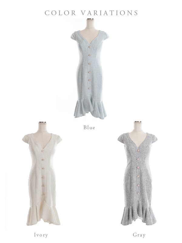 画像15: Lサイズあり【DEA./ディア】ラメ入りスプリングツイード/ マーメイド/ タイト/ ミディアム丈/ ワンピース/ キャバドレス【OF08】