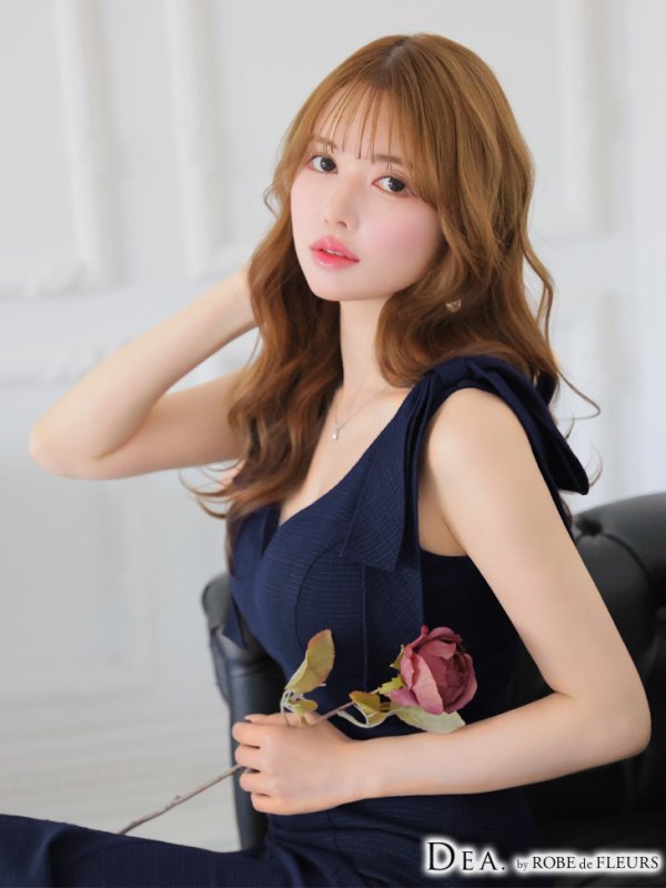 画像17: XS-Lサイズあり【DEA./ディア】ショルダーリボン/ マーメイド/ ノースリーブ/ ワンカラー/ ミモレ丈/ ミディアムドレス/ キャバドレス【OF08】