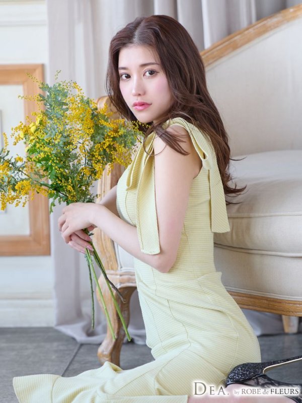 画像20: XS-Lサイズあり【DEA./ディア】ショルダーリボン/ マーメイド/ ノースリーブ/ ワンカラー/ ミモレ丈/ ミディアムドレス/ キャバドレス【OF08】