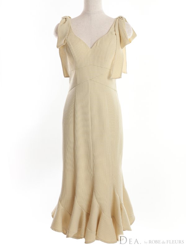 画像31: XS-Lサイズあり【DEA./ディア】ショルダーリボン/ マーメイド/ ノースリーブ/ ワンカラー/ ミモレ丈/ ミディアムドレス/ キャバドレス【OF08】