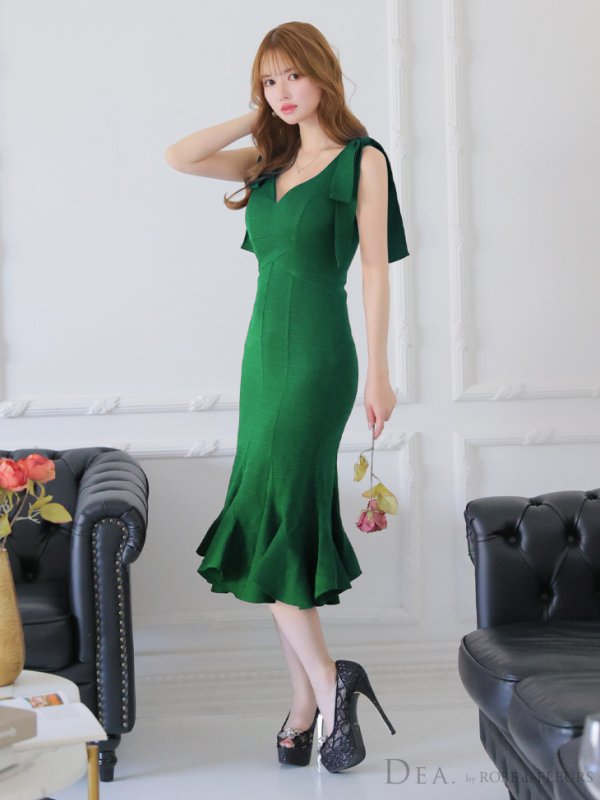 画像23: XS-Lサイズあり【DEA./ディア】ショルダーリボン/ マーメイド/ ノースリーブ/ ワンカラー/ ミモレ丈/ ミディアムドレス/ キャバドレス【OF08】