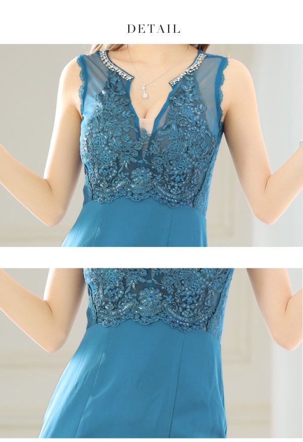 画像13: Lサイズあり【Glossy/グロッシー】ビジュー/ バストカット/ レース/ スリット/ タイト/ ロングドレス/ キャバドレスlong[OF08]