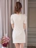 画像9: XSサイズあり【ROBE de FLEURS Glossy/ローブ・ド・フルール グロッシー】袖あり/ リブニット/ バストカット/ パール/ ストレッチ/ タイト/ ミニドレス/ キャバドレス[OF2]