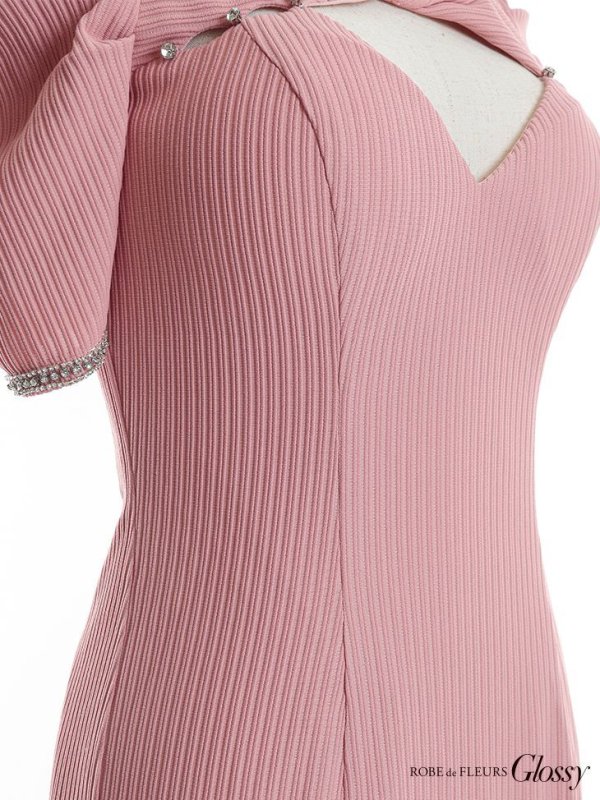 画像14: XSサイズあり【Glossy/グロッシー】袖あり/ リブニット/ バストカット/ パール/ ストレッチ/ タイト/ ミニドレス/ キャバドレス【OF08】