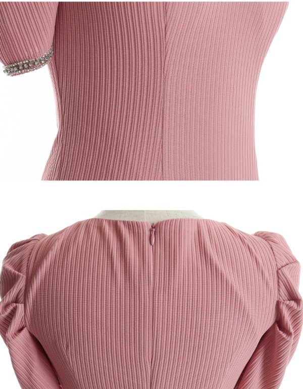 画像18: XSサイズあり【Glossy/グロッシー】袖あり/ リブニット/ バストカット/ パール/ ストレッチ/ タイト/ ミニドレス/ キャバドレス【OF08】