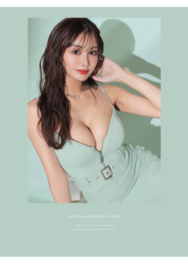 画像41: XSサイズあり【Glossy/グロッシー】ジッパー/ ベルト/ キャミ/ セットアップ/ シンプル/ ワンカラー/ ミニドレス/ キャバドレス【OF08】