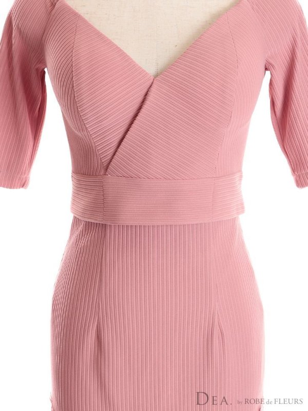 画像17: Lサイズあり【DEA./ディア】リブニット/ レース/ 半袖/ 五分袖/ 袖あり/ 膝丈/ タイト/ セットアップ/ ミディアムドレス/ キャバドレス【OF08】