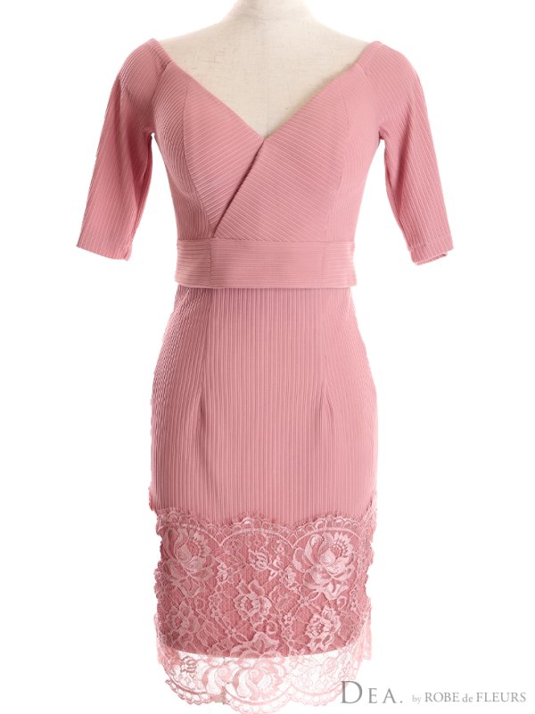 画像18: Lサイズあり【DEA./ディア】リブニット/ レース/ 半袖/ 五分袖/ 袖あり/ 膝丈/ タイト/ セットアップ/ ミディアムドレス/ キャバドレス【OF08】