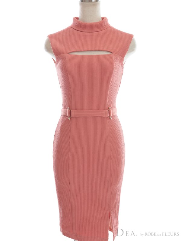 画像24: 門りょうちゃん着用【XS-Lサイズあり】【DEA./ディア】バストカット/ バックル/ ワンカラー/ ノースリーブ/ タイト/ 膝丈/ ミディアムドレス/ キャバドレス【OF08】