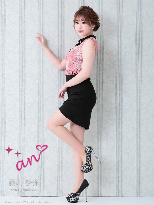 画像6: 【an】リボンブローチ/ カットアウト/ レース/ タイト/ キャバドレス[OF05]