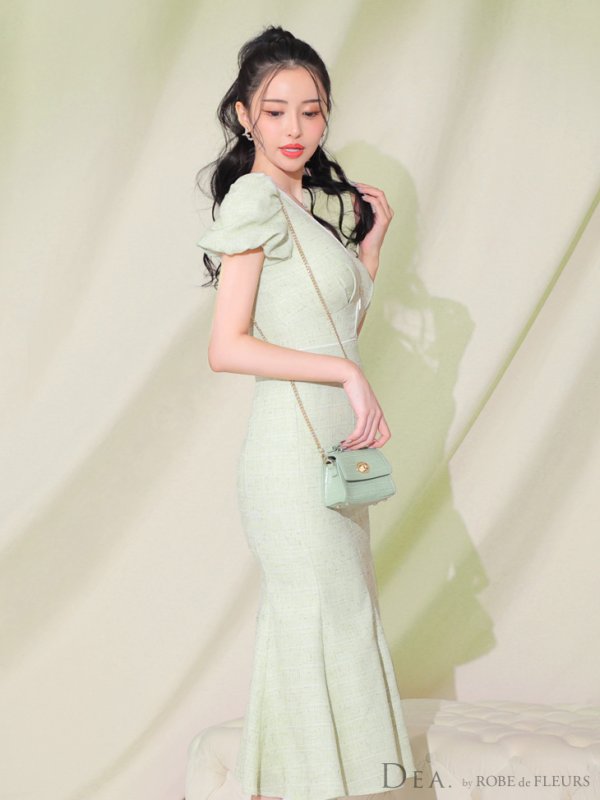 画像23: Lサイズあり【DEA./ディア】フロントジッパー/ パフスリーブ/ ミディアム丈/ ワンピース/ キャバドレス【OF08】