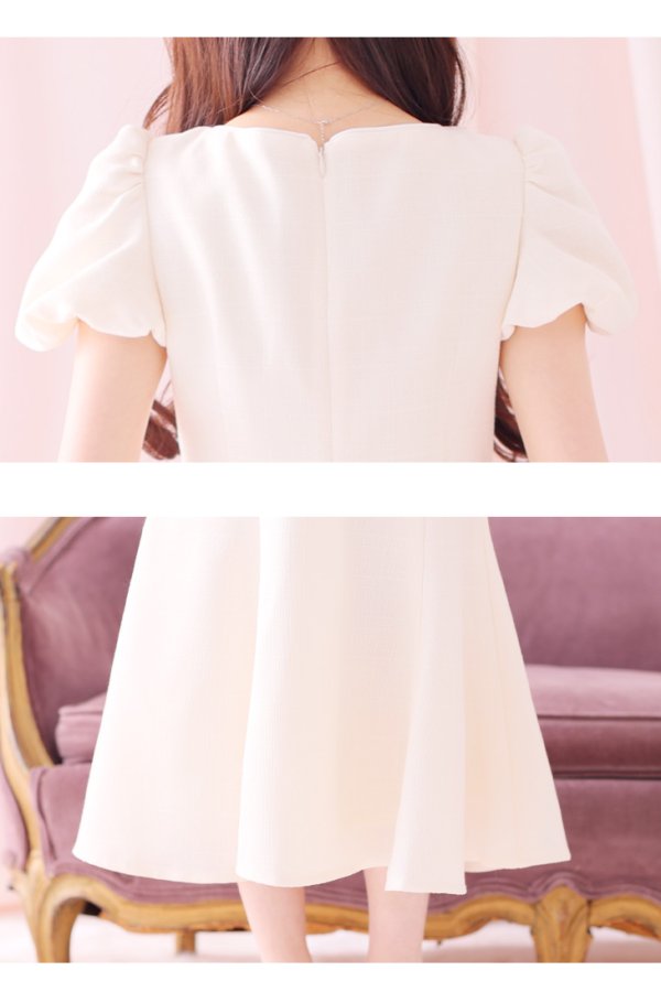 画像30: Lサイズあり【DEA./ディア】フロントジッパー/ パフスリーブ/ ミディアム丈/ ワンピース/ キャバドレス【OF08】